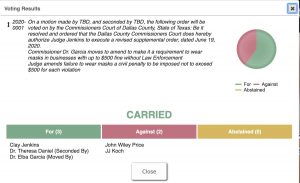 Dallas County Face Masks mandatory